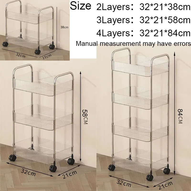 Mobile Rolling Storage Cart With 2 3 4 Tiers Multi-Layer Organizer