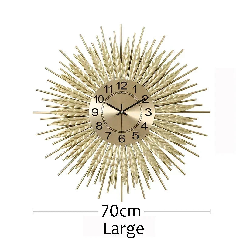 Wheat Ears Wall Clock Living Room Decor Symbolizing Prosperity Unity