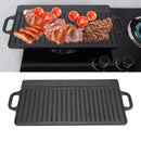 Non-stick Cast Iron Grill Pan Double Sided Ridged Flat Griddle