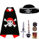 Children's Pirate Cape Costume With Skull Hat Toy Set For Parties