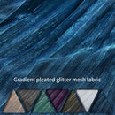 Gradient Pleated Glitter Mesh Fabric Gray Soft Shiny Textile For Sewing
