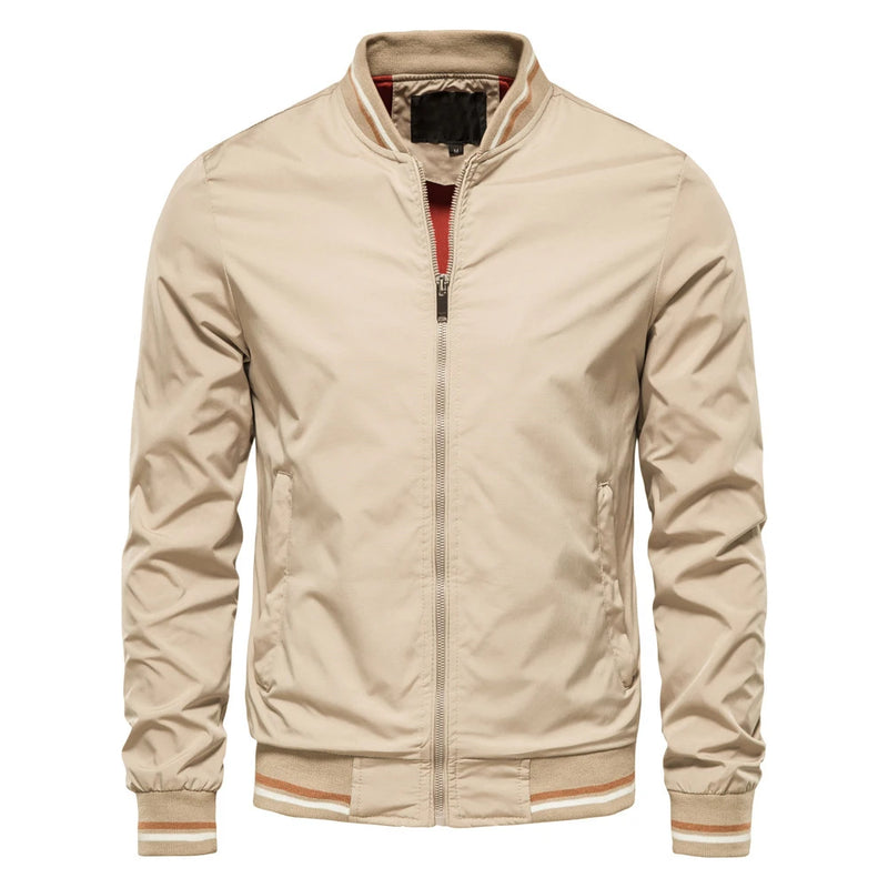 Men's Bomber Jacket Casual Solid Color Autumn Baseball Outerwear