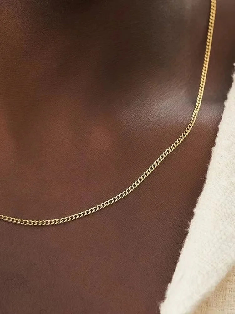 3mm Men's Cuban Chain Necklace Stainless Steel Titanium Steel Jewelry