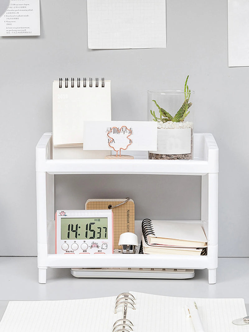 Double-Layer Storage Rack Plastic Organizer For Bathroom And Desk