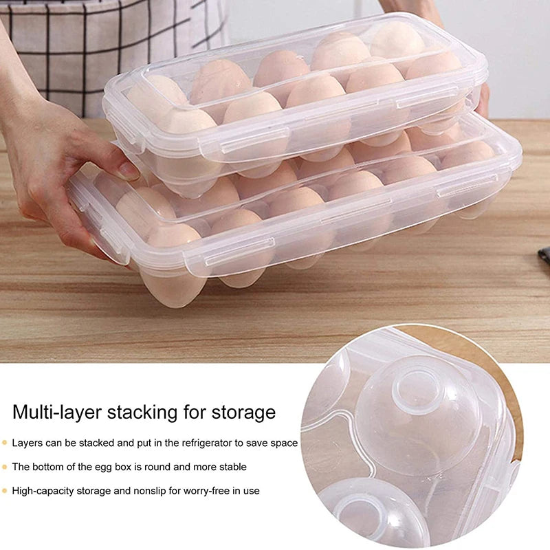 Egg Storage Box With Lid Refrigerator Organizer 10 Or 18 Grid Tray