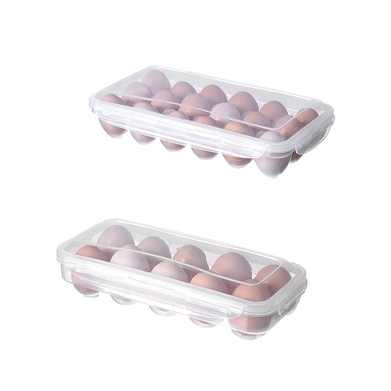 Egg Storage Box With Lid Refrigerator Organizer 10 Or 18 Grid Tray