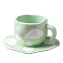 Clouds Ceramic Coffee Cups With Saucers Irregular Dessert Plates Set