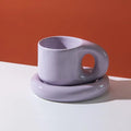 400ml Handmade Ceramic Mug Nordic Oval Plate Cup Saucer Set