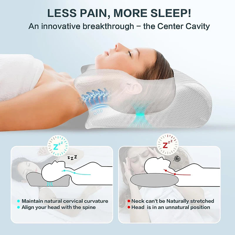 Memory Foam Cervical Pillow Ergonomic Contour Neck Support Orthopedic
