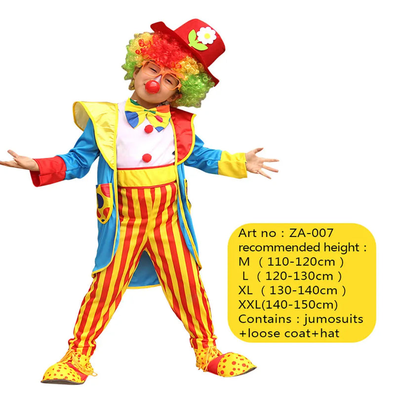 Halloween Boys Clown Costume Circus Performer Carnival Role Play Outfit