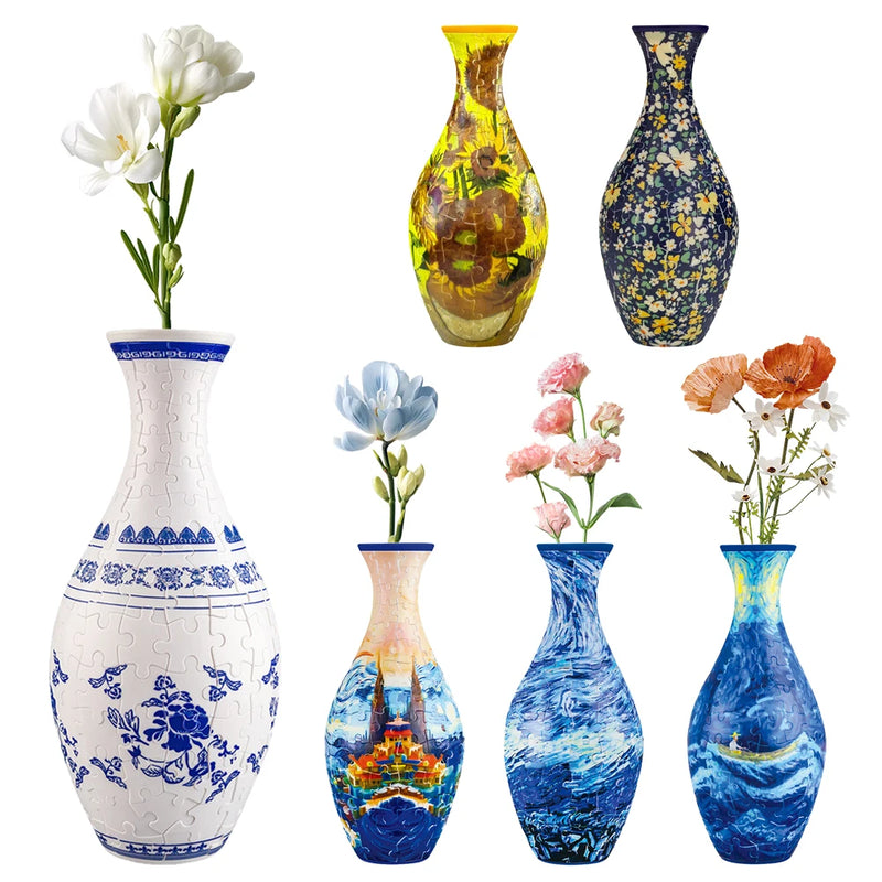3D Puzzle Vase Building Blocks DIY Flowerpot Home Decoration Ornament