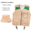 Children Outdoor Adventure Clothes Set Vest Fisherman Hat Camping Hiking