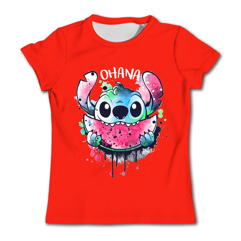 Girls Kawaii Stitch T-shirt Toddler Cartoon Tee Summer Short Sleeve