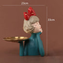 Creative Bow Girl Resin Vase Statue Decoration For Living Room Bedroom