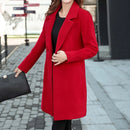 Women Wool Blend Coat Double Breasted Long Sleeve Office Winter Overcoat