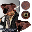 Brown Faux Leather Pirate Hat Triangle Cosplay Costume Accessory