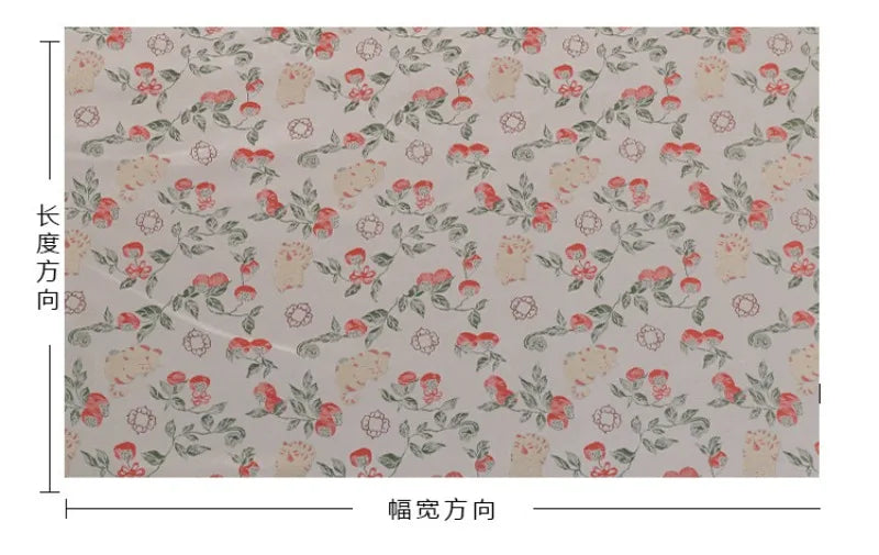 Persimmon Blessing Cat Pattern National Style Brocade Fabric DIY