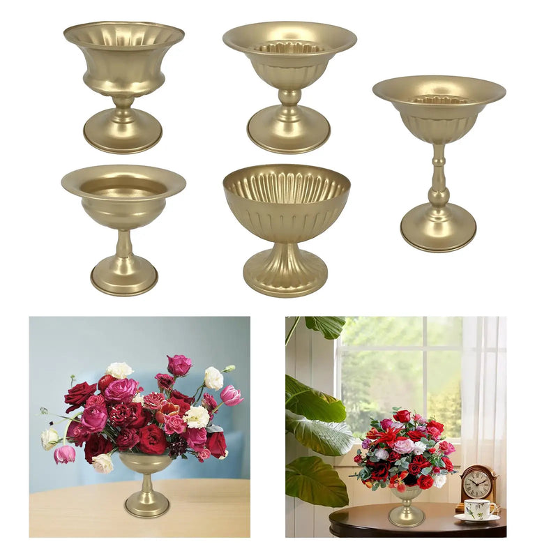 Metal Vase Golden Decorative Flower Arrangement Sculpture Ornament