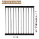 Kitchen Roller Shutter Drain Rack Stainless Steel Folding Dish Holder