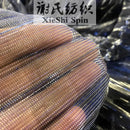 Gradient Pleated Glitter Mesh Fabric Gray Soft Shiny Textile For Sewing