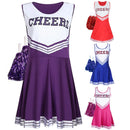 Cheerleading Dance Costume For Women Sleeveless Crop Top Pleated Skirt