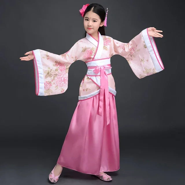 Girls Kimono Dress Traditional Chinese Japanese Style For Dance And Chorus