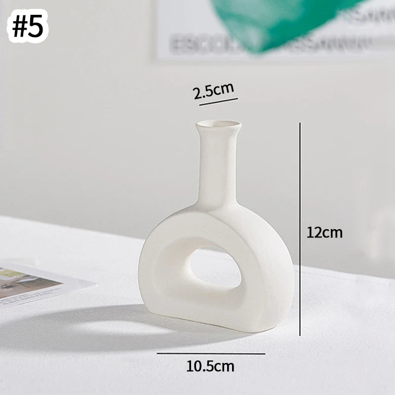 Ceramic Vase White Nordic Flower Pot Decorative Home Decor