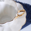 Ceramic Coffee Cups Set With Golden Edged Plates And Spoons