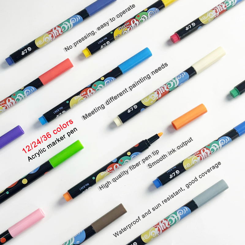 12-36 Colors Acrylic Paint Markers Pen 1-2mm Water Resistant