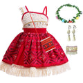 Girls Halloween Costume Dress Tassel Princess Dress With Necklace 3-10 Years