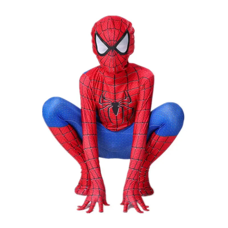 Kids Spider Superhero Costume Spandex Jumpsuit Halloween Party Set