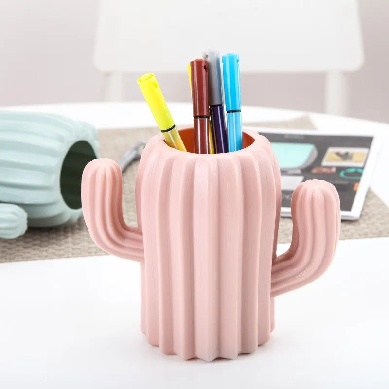 Creative Cactus Vase Plastic Desktop Organizer Pen Pencil Holder Container