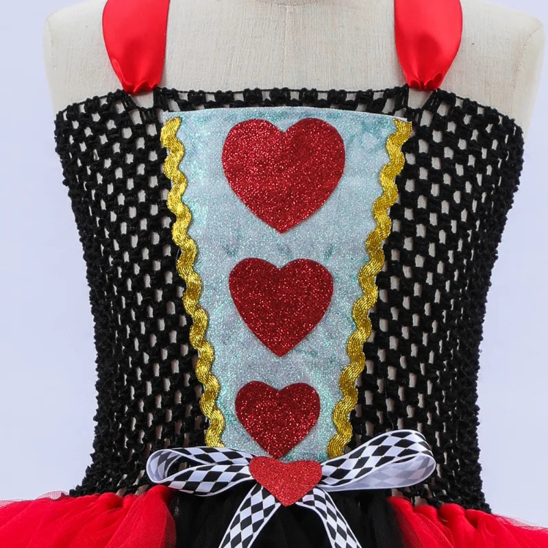 Girls Queen Of Hearts Costume Classic Red Tutu Dress With Crown