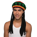 Mens Rasta Hat With Dreadlocks Wig Black Costume Accessory