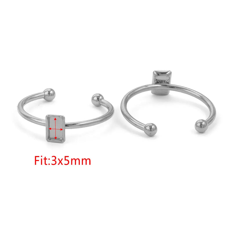 10pcs Adjustable Stainless Steel Ring Settings Blank Base For Jewelry