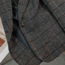 Women Woolen Jackets Plaid Vintage Thick Long Sleeve Winter Coats