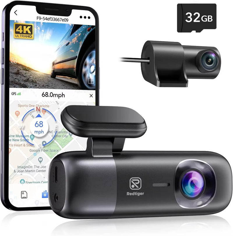 REDTIGER F9 4K Dash Cam Front Rear WiFi GPS Night Vision
