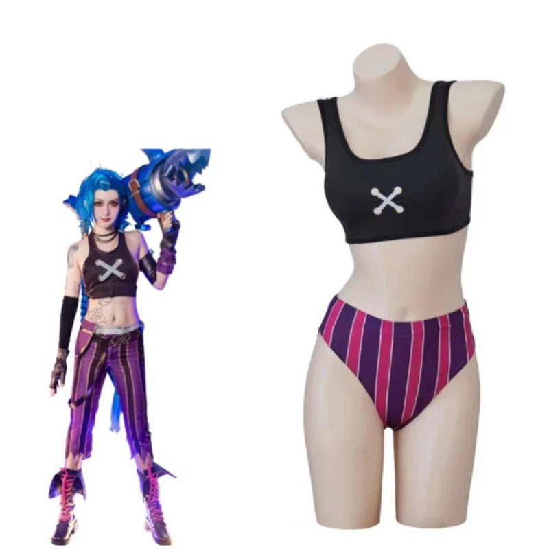 Jinx Sexy Swimsuit Cosplay Costume Summer Bikini Party Outfit