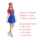 4pcs Luigi Cosplay Costume Super Bros Jumpsuit Anime Outfit