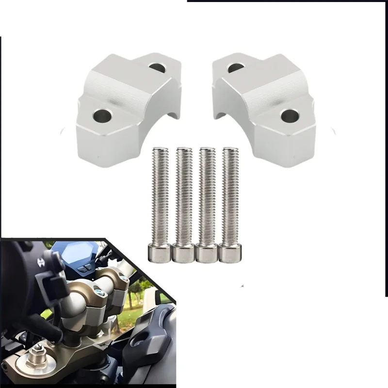 Handlebar Riser Clamp Extend Adapter For XSR900 Motorcycle Silver