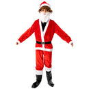 Santa Claus Costume For Kids Ages 4-13 With Hat Beard Belt Shoe Covers