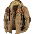 Winter Men’s Hooded Zipper Hoodie Jacket Vintage Lamb Wool Fleece Lined