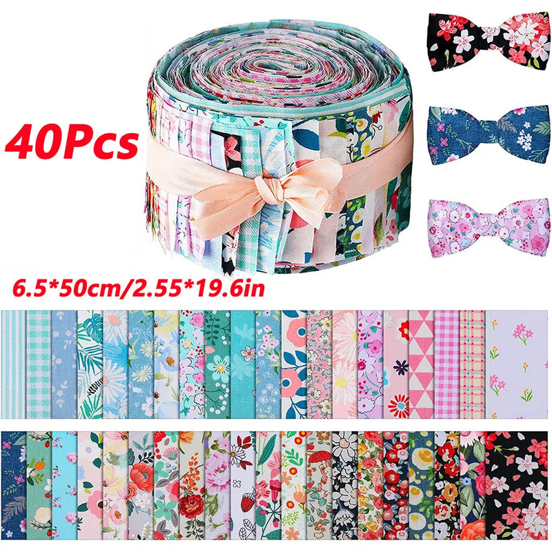40Pcs Cotton Quilt Fabric Strips For Quilting Patchwork Craft