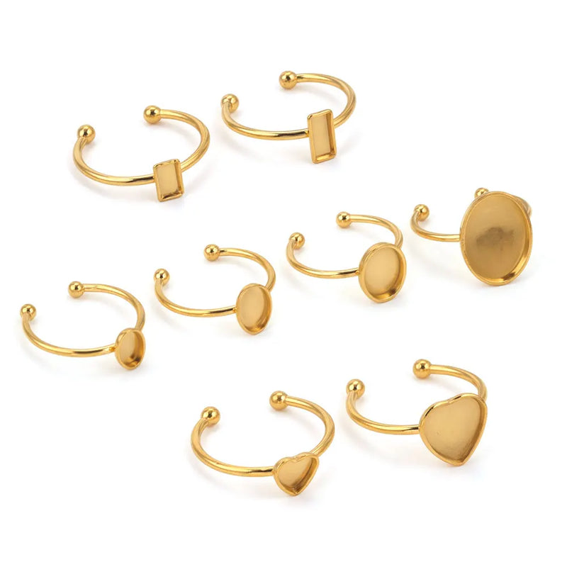 10pcs Adjustable Stainless Steel Ring Settings Blank Base For Jewelry