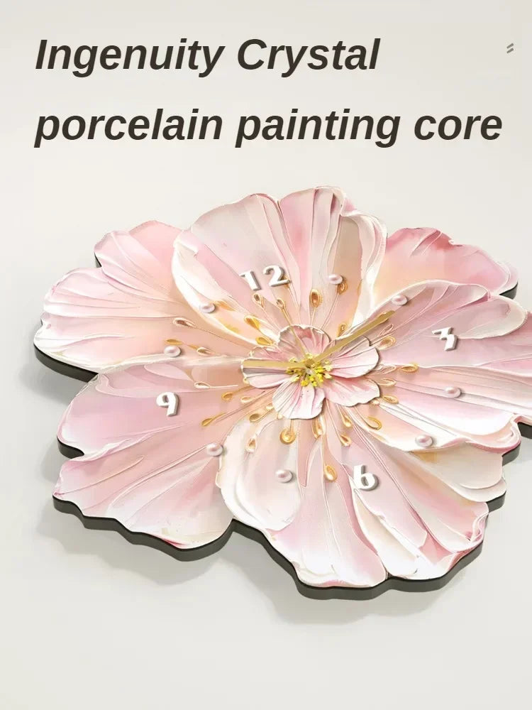 Modern Flower Wall Clock Large Silent Decorative Living Room Clock