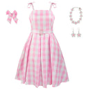 Barbie Cosplay Costume For Women Pink Dress Margot Robbie Style