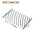 Kitchen Roller Shutter Drain Rack Stainless Steel Folding Dish Holder