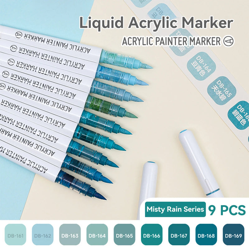 9pcs Acrylic Markers Set For Rock Painting Glass DIY Craft Supplies