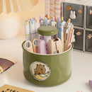 Capybara Pen Holder Rotating 4 Grid Large Capacity Desktop Organizer