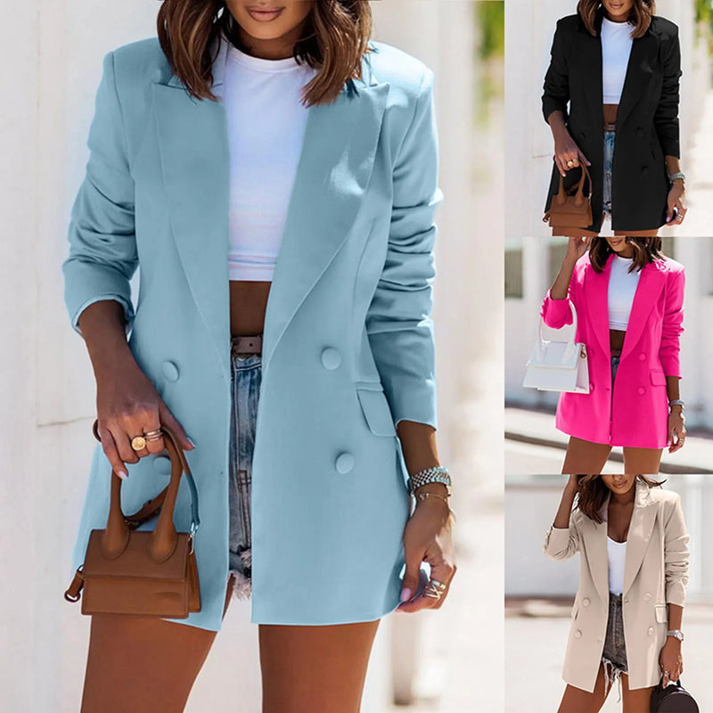 Women's Winter Jacket Plus Size Long Sleeve Double Breasted Coat